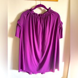 ELOQUII Ruffle Neck Flutter Tee, 26/28W
